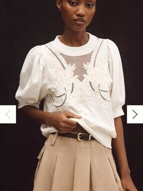By Anthropologie Puff-Sleeve Embellished Elbow/ No tag, totally new, never used.